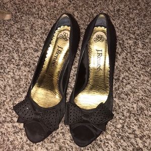 J Renee black high heels shoes with sparkle bows